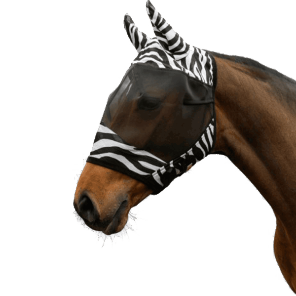 VLIE00401U Covalliero Vliegenmasker Zebra met oorbescherming